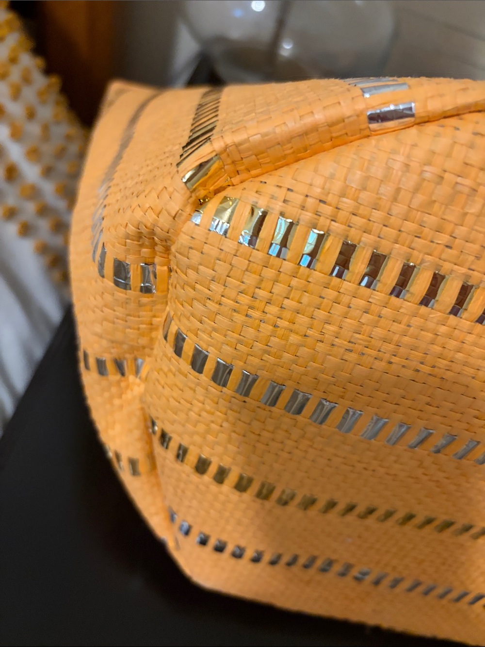 Shiraleah Orange Straw Tote with Silver Accents - Picture 5 of 8